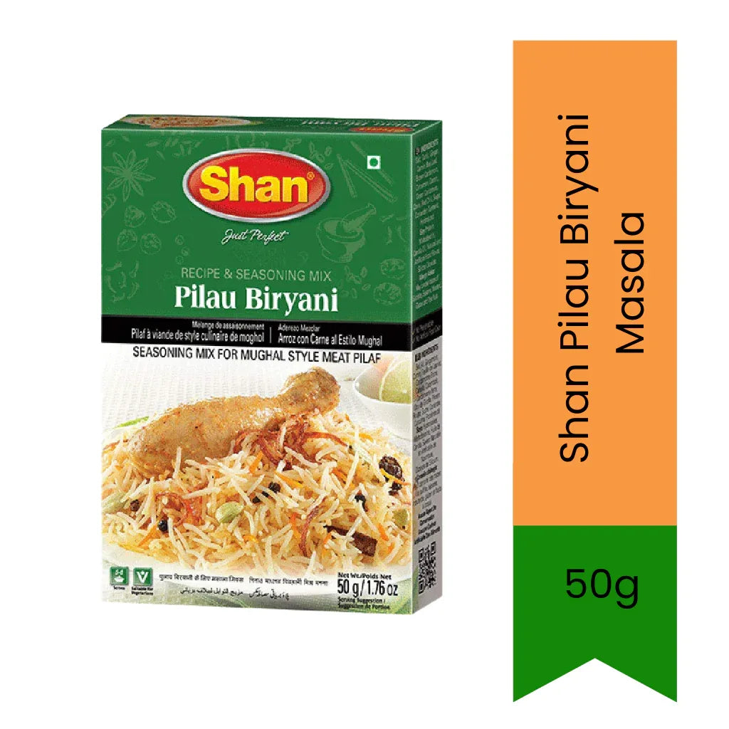 Shan Pilau Biryani Spice Mix (Pulao Biryani Masala) | 50g - Fragrant Rice Dish Masala for Subtle Meat Pilaf & One-Pot Rice, Sweet Aromatic undertones | South Africa | India Bazaar