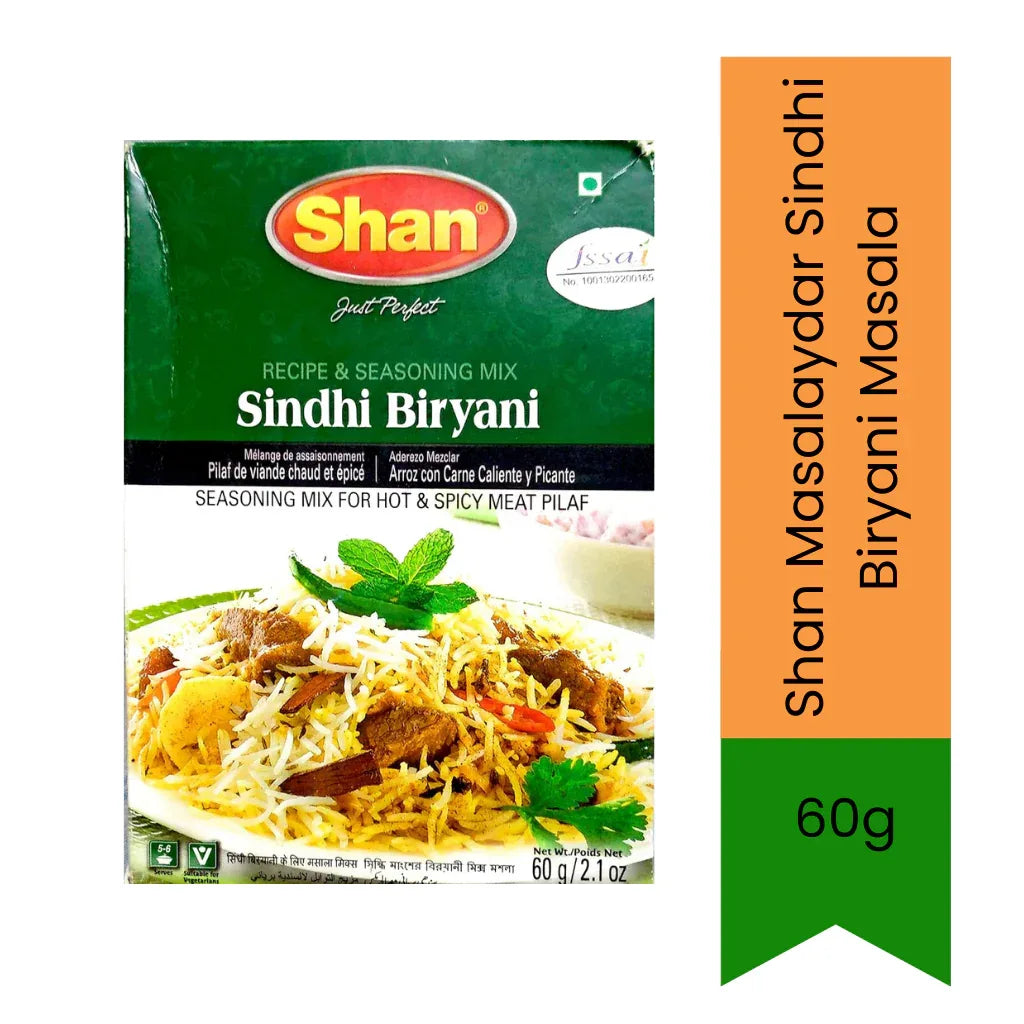 Shan Spicy Sindhi Biryani Spice Mix (Teekha Biryani Masala) | 60g - Bold Rice Dish Blend for Authentic Meat & Potato Layered Rice, Spicy Pack | South Africa | India Bazaar