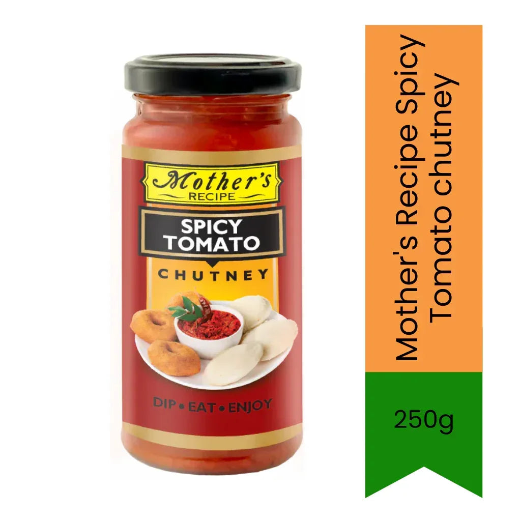 Mother's Recipe Spicy Tomato Chutney (Tamatar Chutney) | 250g - Tangy Herbal Condiment for Idli, Dosa, Savory Breakfasts & Indian Samosa Dips, Rich Curry Leaf Hint | South Africa | India Bazaar