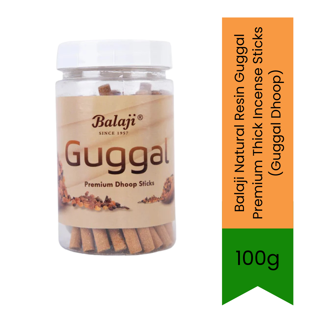 Balaji Natural Resin Guggal Premium Thick Incense Sticks (Guggal Dhoop) | 100g Jar Pack - Ideal for Spiritual Rituals & Home Ambience, Deep Resin Aroma & Long Burn Time | South Africa | India Bazaar