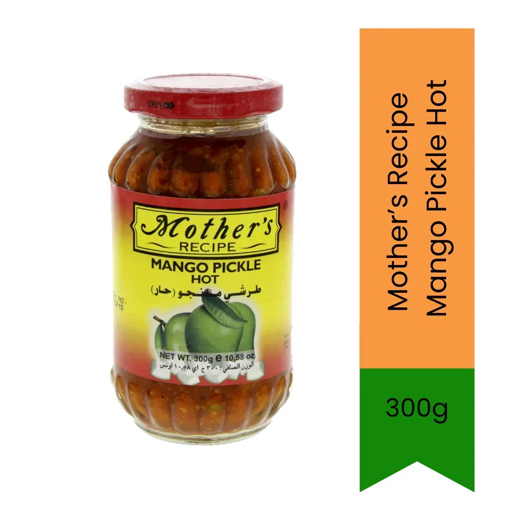 Mother's Recipe Mango Pickle Hot (Teekha Keri Nu Athanu) | 300g - Fiery Traditional Spiced Green Mango Pieces in Oil, Ultimate Rich Meal Companion | South Africa | India Bazaar