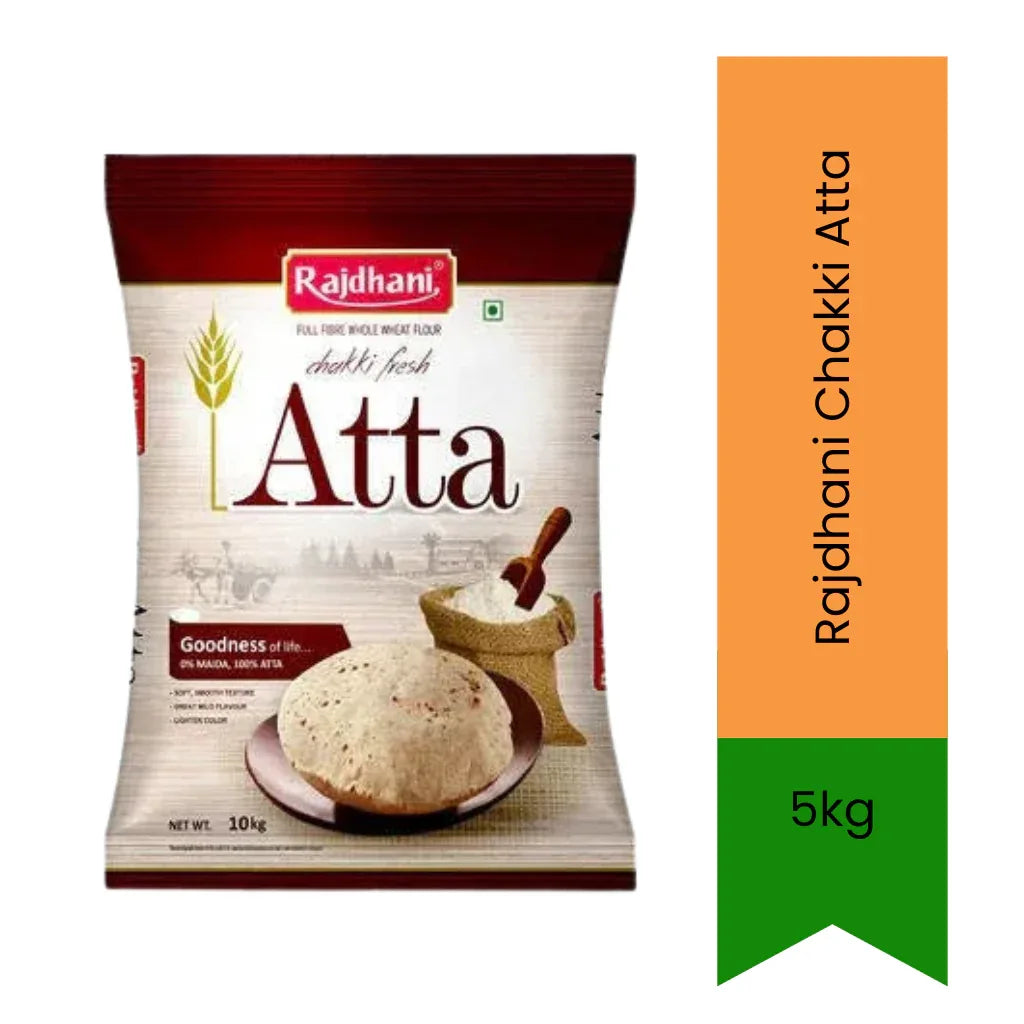 Rajdhani Chakki Atta | 5kg - Natural Whole Wheat Flour