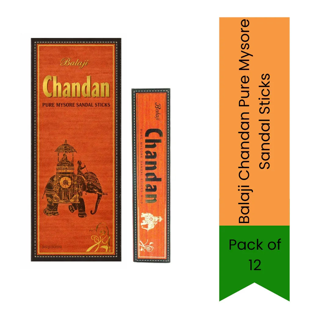 Balaji Pure Mysore Sandal Incense Sticks / Chandan | Warm Sandalwood, Smooth Woody & Creamy Fragrance | Calming Home Aroma | South Africa | India Bazaar
