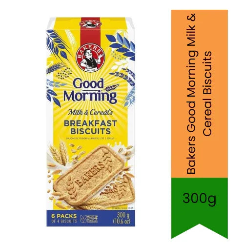 Bakers Good Morning Milk & Cereal Breakfast Biscuits (Doodh Grain Biscuit) | 300g - High Fiber, Rich in Milk Calcium | Perfect for Busy Mornings, Healthy Snacking & Kids | South Africa | India Bazaar