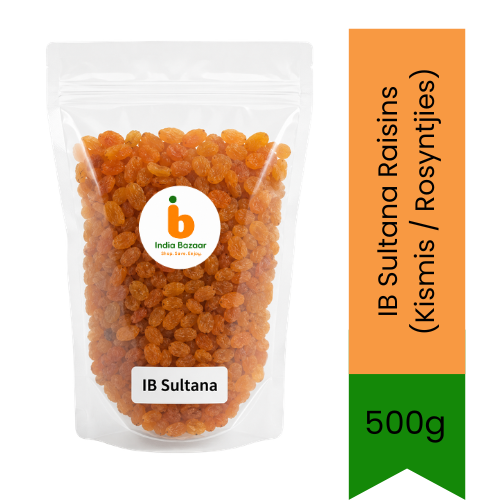 IB Sultana Raisins (Kismis / Rosyntjies) - Golden Juicy Dried Grapes for Natural Baking Sweetener, Rice Pilafs, Kheer Dessert Garnishes & Snacking | South Africa | India Bazaar