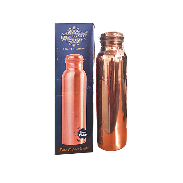 Indian Art Villa Premium Pure Copper Bottle Plain Leak Proof Ergonomic design 950ML