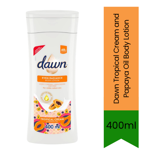 Dawn Even Radiance Body Lotion (Tropical Cream & Papaya Oil) | 400ml - Premium Pure Nourishing Body Lotion for Even Tone | Delivers All-Day Hydration & Radiant Skin Glow | South Africa | India Bazaar