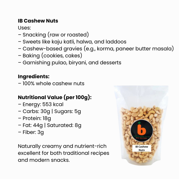 IB Cashew Nuts – Whole Kaju Boontjies (Premium Grade)