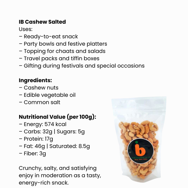 IB Cashew Nuts (Salted) – Roasted Kaju Boontjies with Salt