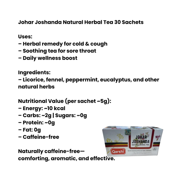 Johar Joshanda Natural Herbal Tea Sachets |BB:APR.2027