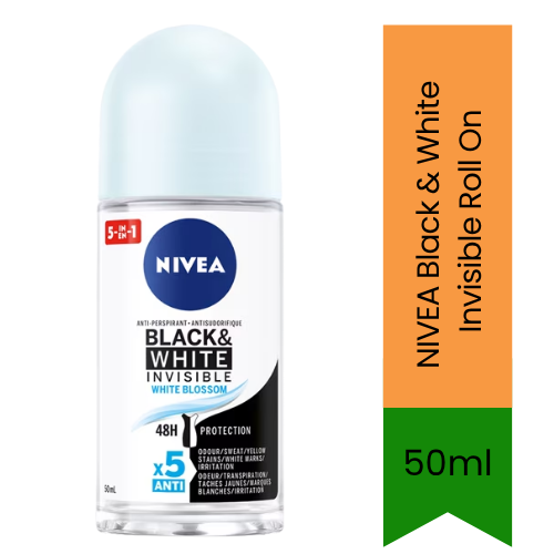 NIVEA Women Black & White Invisible Original Anti-perspirant Roll-on Deo (Roll-on Deodorant) | 50ml - Premium Underarm Protection | 48H Sweat & Odour Defense | Anti-Yellow Stains | South Africa | India Bazaar