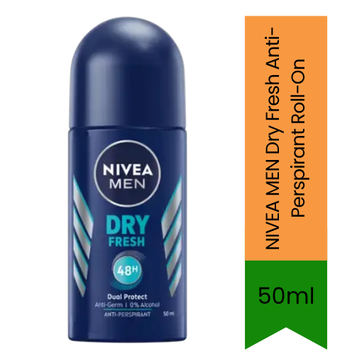 NIVEA MEN Dry Fresh Anti-Perspirant Roll-On (Roll-on Deodorant) | 50ml - Premium Underarm Protection | Dual Active 48H Dry Freshness & Odour Control | South Africa | India Bazaar