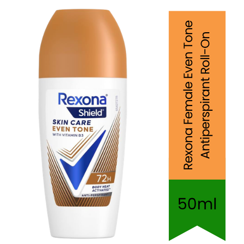 Rexona Shield Skin Care Even Tone Anti-Perspirant Roll-On (Roll-on Deodorant) | 50ml - Premium Underarm Care | 48H Sweat Protection | Even Tone Skin Brightening | South Africa | India Bazaar