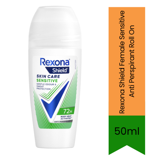 Rexona Shield Sensitive Anti-Perspirant Roll-On (Roll-on Deodorant) | 50ml - Premium Gentle Underarm Protection | 48H Sweat & Odour Defense | Skin Friendly | South Africa | India Bazaar