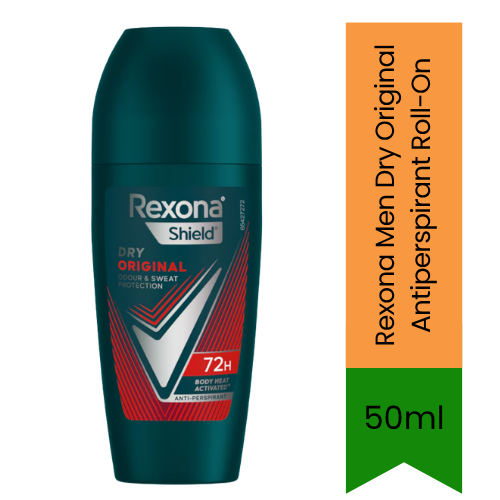 Rexona Shield Dry Original Anti-Perspirant Roll-On (Roll-on Deodorant) | 50ml - Premium Underarm Protection | 48H Sweat & Odour Defense | Original Clean Scent | South Africa | India Bazaar