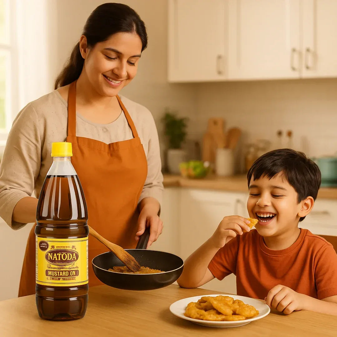 Nakoda Mustard Oil (Pure Sarson Ka Tel) | 1L - Pure Premium Mustard Seed Extraction Fluid, Ideal for Preserving Homemade Pickles & Ayurvedic Massages | South Africa | India Bazaar