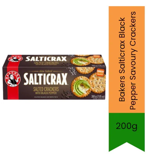 Bakers Salticrax Black Pepper Savoury Crackers 200g
