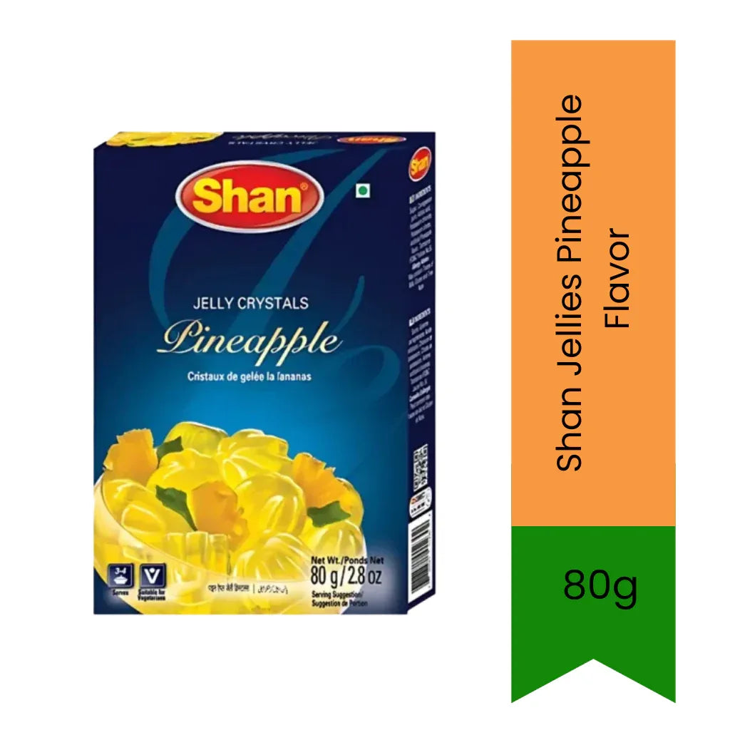 Shan Jellies Assorted Flavors (4 Flavors) | 80g - Fruity Jelly Dessert Mix for Kids & Family Treats, Strawberry Banana Mango & Pineapple Flavors | South Africa | India Bazaar