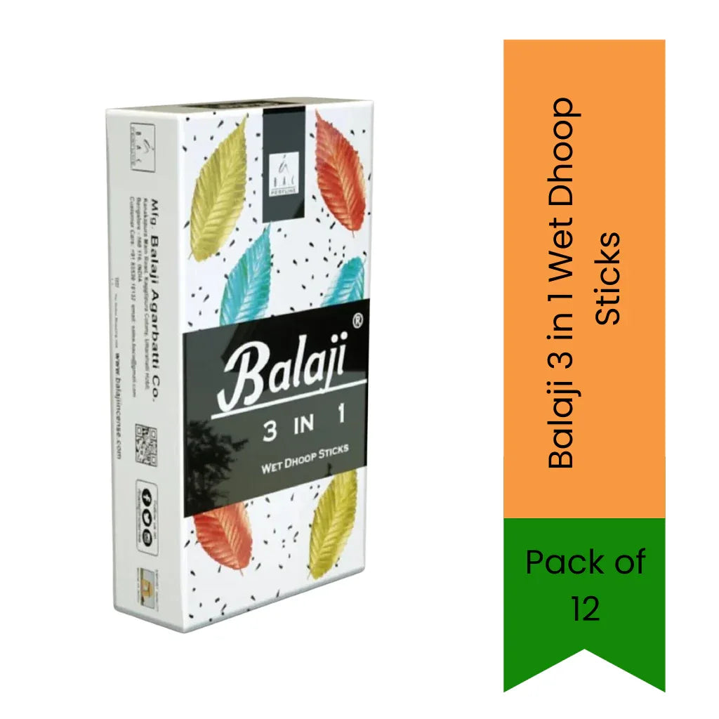 Balaji 3-in-1 Premium Wet Incense Sticks / Wet Dhoop | Multi-Fragrance Blend | Warm, Floral & Sweet Aroma | Long-Lasting Home Scent | South Africa | India Bazaar