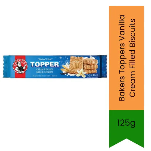Bakers Toppers Vanilla Cream Filled Biscuits 125g