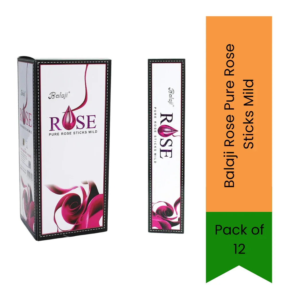 Balaji Rose Pure Mild Incense Sticks | Soft Floral, Light & Fresh Fragrance | Gentle Everyday Home Aroma | South Africa | India Bazaar