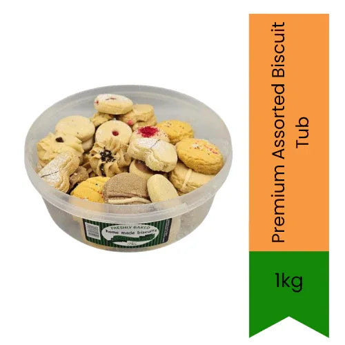 Premium Assorted Biscuit Tub 1kg | Mixed Biscuit Selection for Family Sharing, Parties & Tea Time | Variety of Sweet Crunchy Biscuits in Value Pack | South Africa | India Bazaar