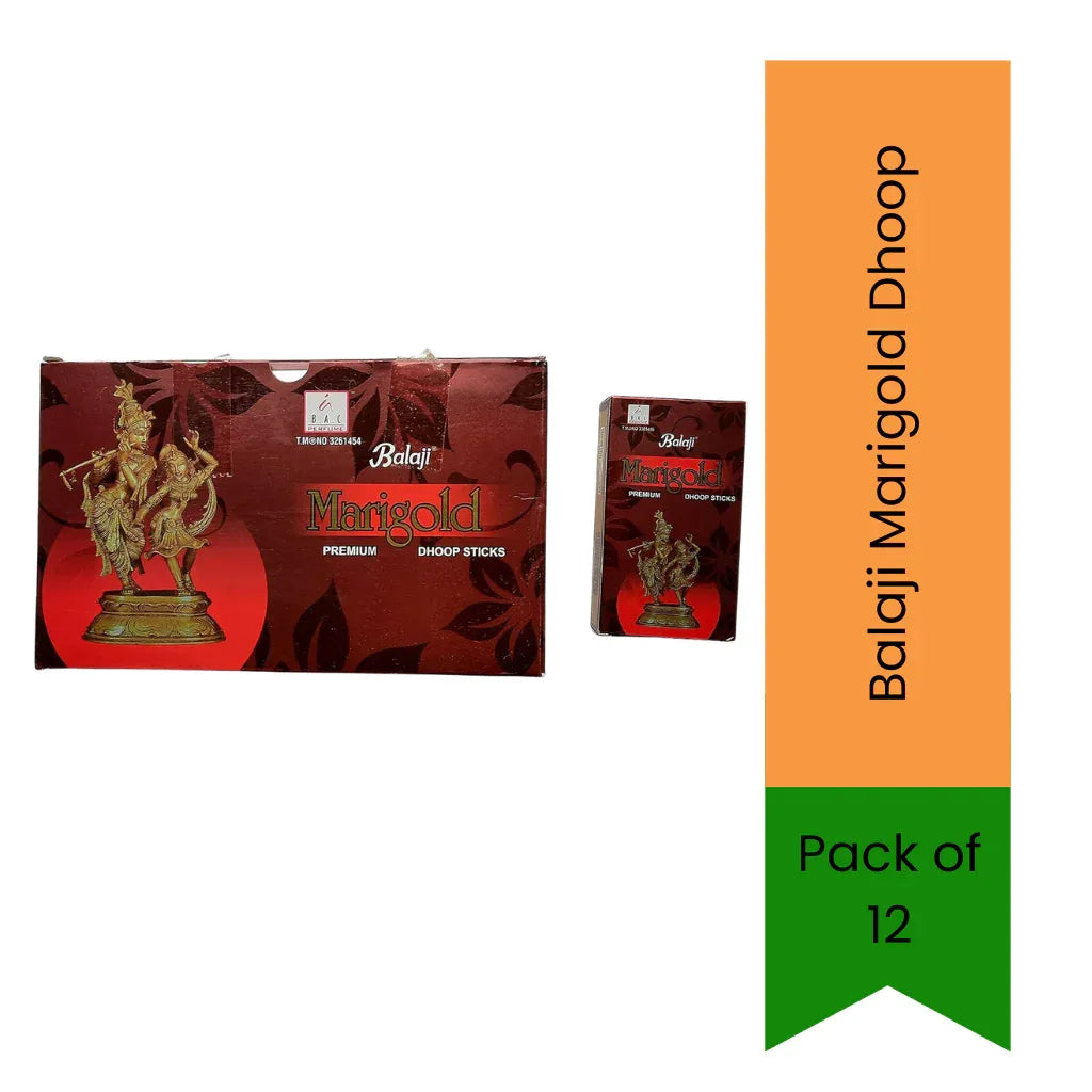 Balaji Marigold Dhoop | Floral Marigold, Warm & Slightly Sweet Fragrance | Rich Dhoop Sticks | Long-Lasting Home Aroma | South Africa | India Bazaar
