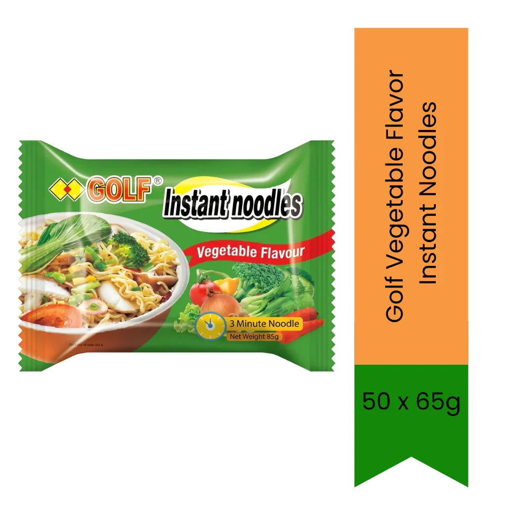 Golf Vegetable Instant Noodles | 50 x 65g - Quick Meal Noodles for Home, Catering & Resale, Savory Vegetable Flavor & Bulk Value Pack | South Africa | India Bazaar