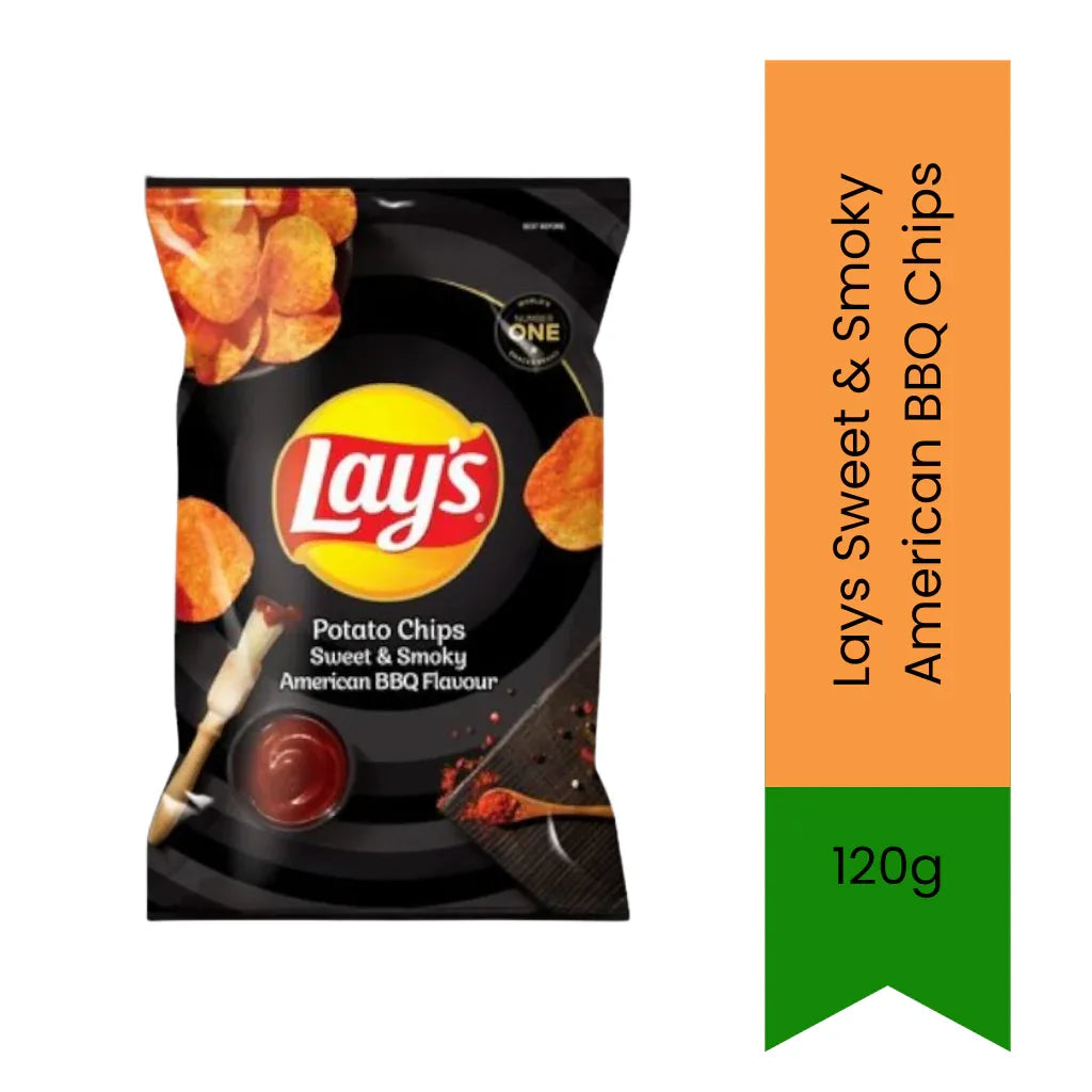 Lays Sweet & Smoky BBQ Potato Chips | 120g - BBQ Flavored Crispy Chips for Parties & Everyday Snacking, Rich Smoky Taste | South Africa | India Bazaar