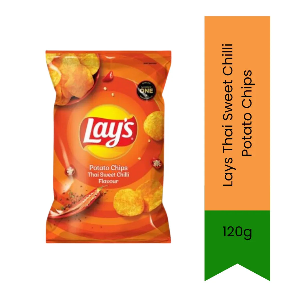 Lays Thai Sweet Chilli Potato Chips | 120g - Sweet & Spicy Crispy Chips for Snacking & Sharing, Bold Thai Inspired Flavor | South Africa | India Bazaar