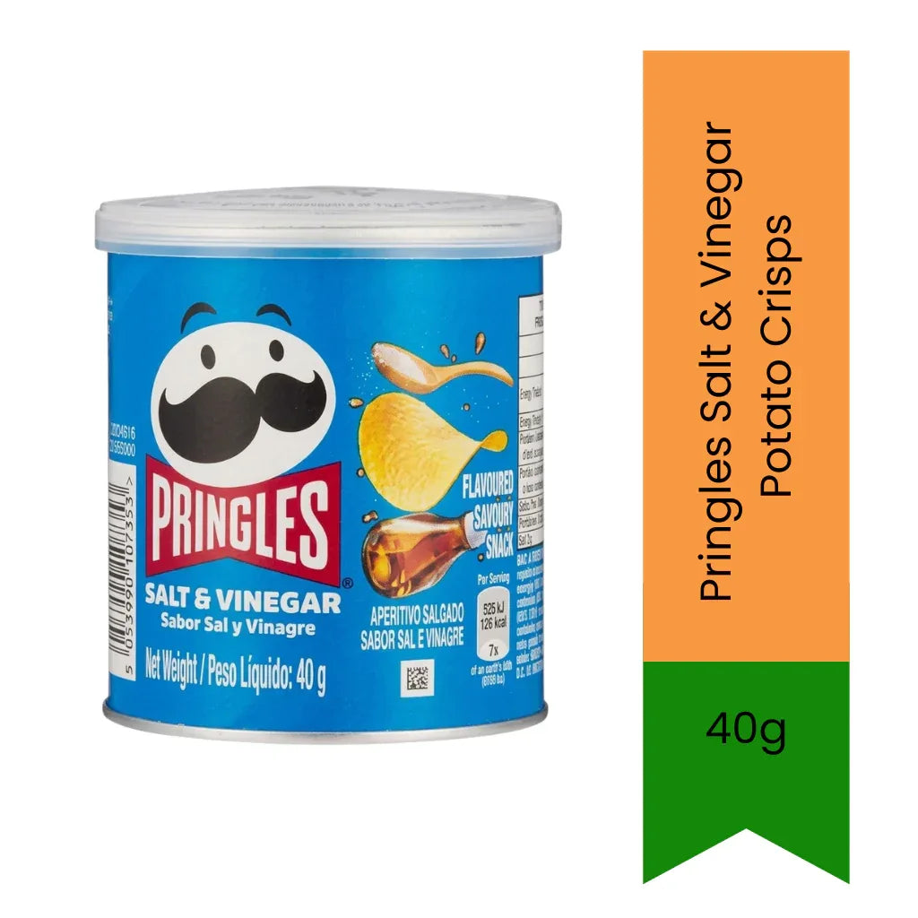 Pringles Salt & Vinegar Potato Crisps | 40g - Tangy Crispy Chips for On-the-Go Snacking, Iconic Flavor & Convenient Mini Pack | South Africa | India Bazaar