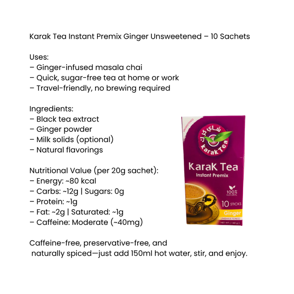 Karak Tea Instant Premix Ginger Unsweetened |BB:06.JAN.2026