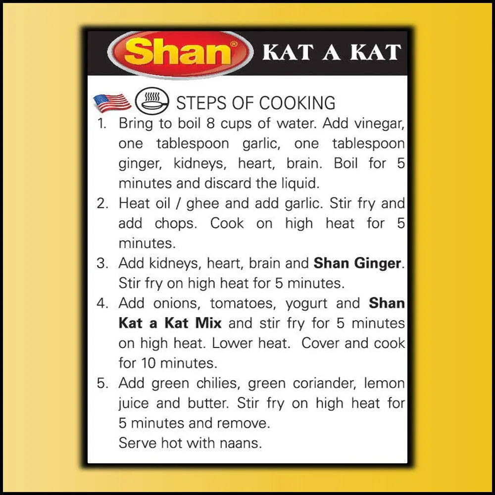 Shan Kat-a-Kat Curry Spice Mix (Kat-a-Kat Masala) | 50g - Street Style Dhaba Flavor, Zesty & Spicy | Best for Tawa Stir-Fry, Minced Meat & Fusion Cooking | South Africa | India Bazaar