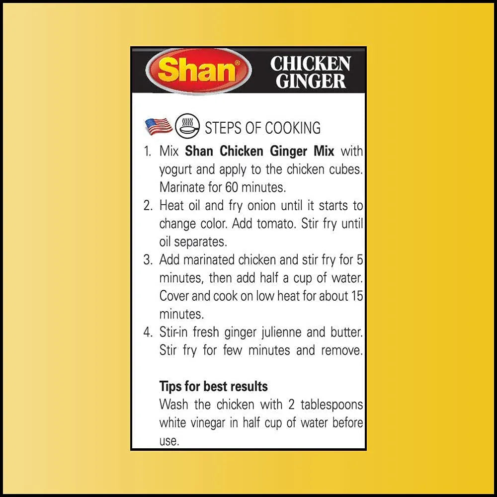 Shan Chicken Ginger Spice Mix (Adrak Chicken Masala) | 50g - Aromatic Ginger Curry Masala for Stir-Fries & Kadai Chicken, Zesty & Savoury Cooking Blend | South Africa | India Bazaar