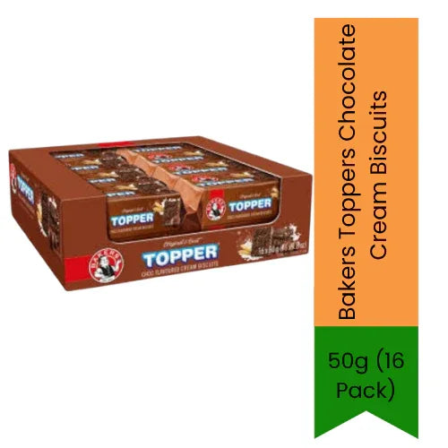 Bakers Toppers Chocolate Cream Biscuits 50g (16 Pack)