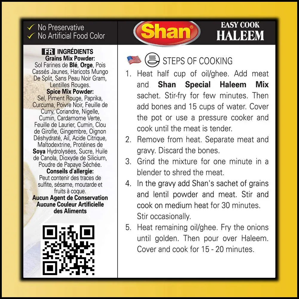 Shan Easy Cook Haleem Mix Slow-Cooked Meat & Lentil Stew | 300g - Thick Savoury & Spiced Porridge-Style Grain Mix, Quick Traditional Indian Meal Solution | South Africa | India Bazaar