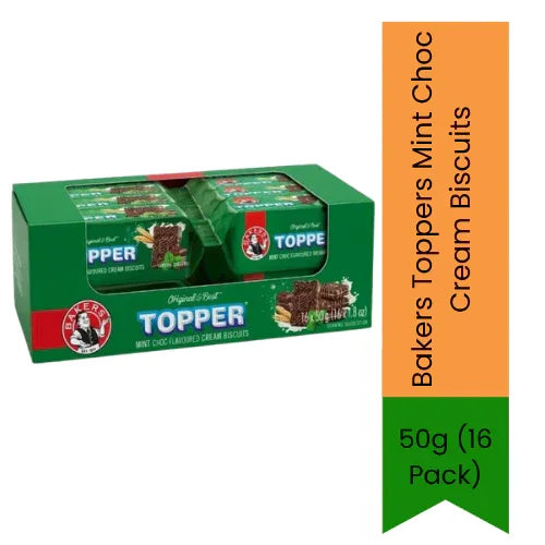 Bakers Toppers Mint Choc Cream Biscuits 50g (16 Pack)