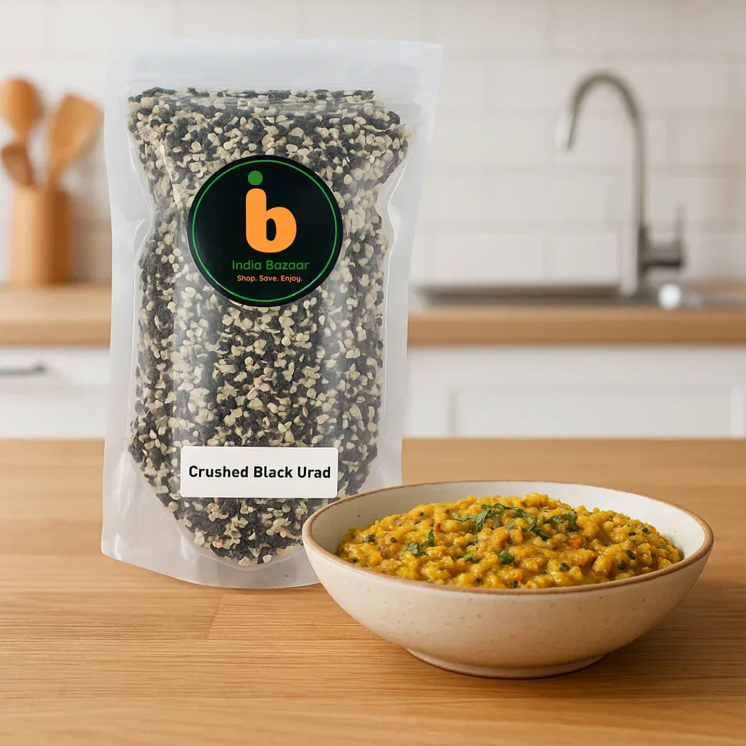 IB Split Black Urad Lentils (Chilka Urad Dal) | 1kg - Traditional Iron-Rich Crushed Gram for Punjabi Style Creamy Lentil Stews & Dal Makhani | South Africa | India Bazaar