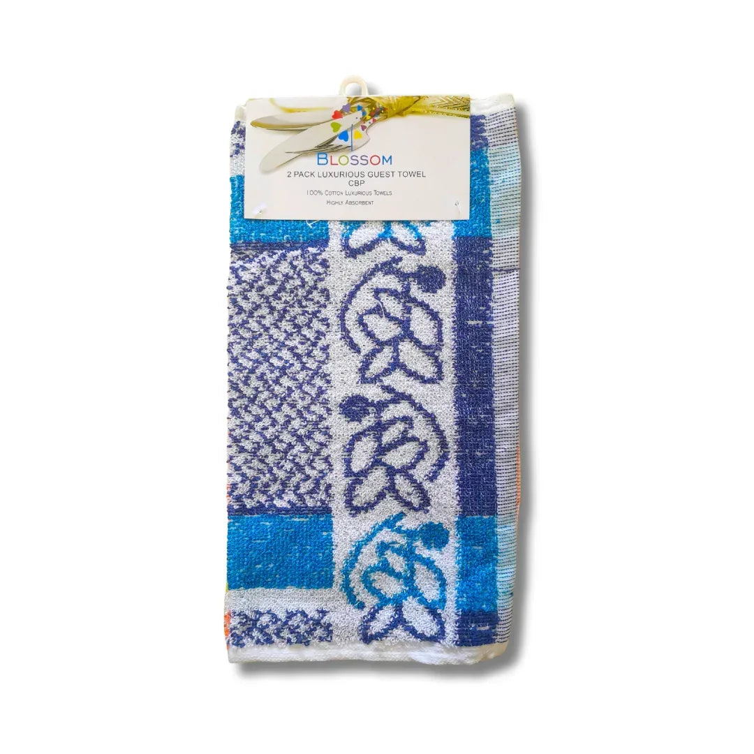 Blossom Luxurious Guest Towel CBP REF#12 | 2 Pack (30x30cm) - Square Decorative Cotton Hand Towels for Bathrooms & Vanity Counters | South Africa | India Bazaar