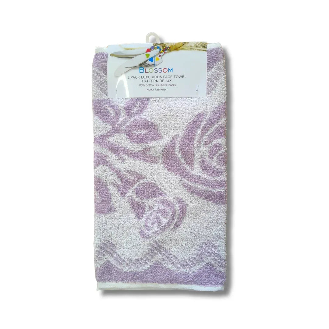 Blossom Luxurious Face Towel Pattern Deluxe REF#29 | 2 Pack (30x45cm) - Stylish Textured Geometric Weave Cotton Towels, Modern Decor | South Africa | India Bazaar