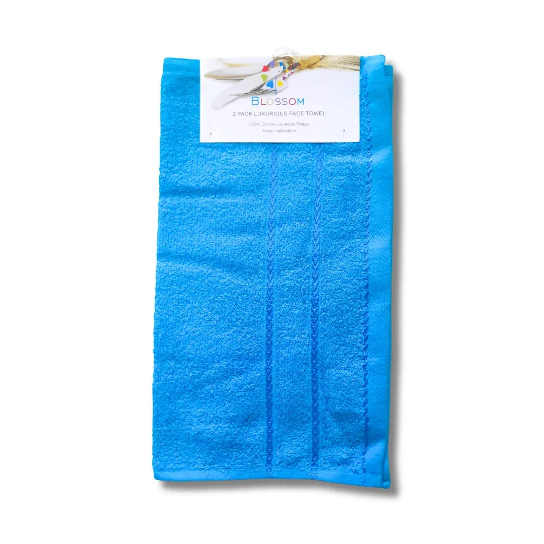 Blossom Luxurious Face Towel Set REF#44 | 2 Pack (33x33cm) - Standard Size Plush Cotton Washcloths, Everyday Bathroom Essential | South Africa | India Bazaar