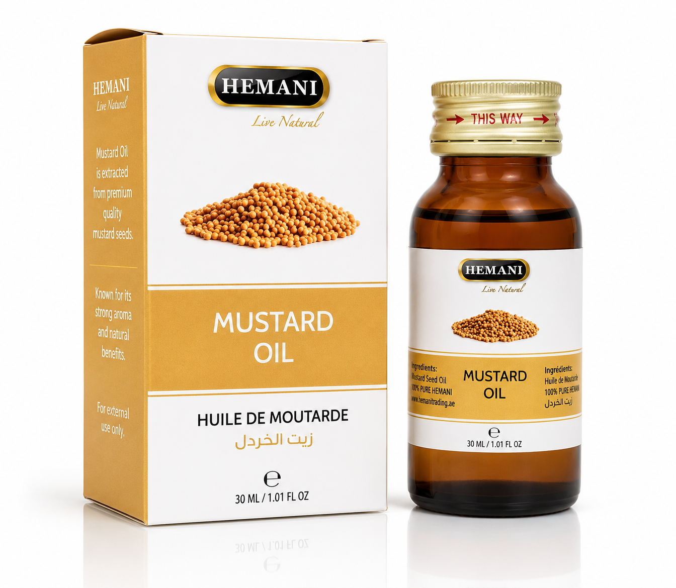 Hemani Live Natural Mustard Oil (Sarson Ka Tel) | 30ml - Skin Care(For External Use Only)