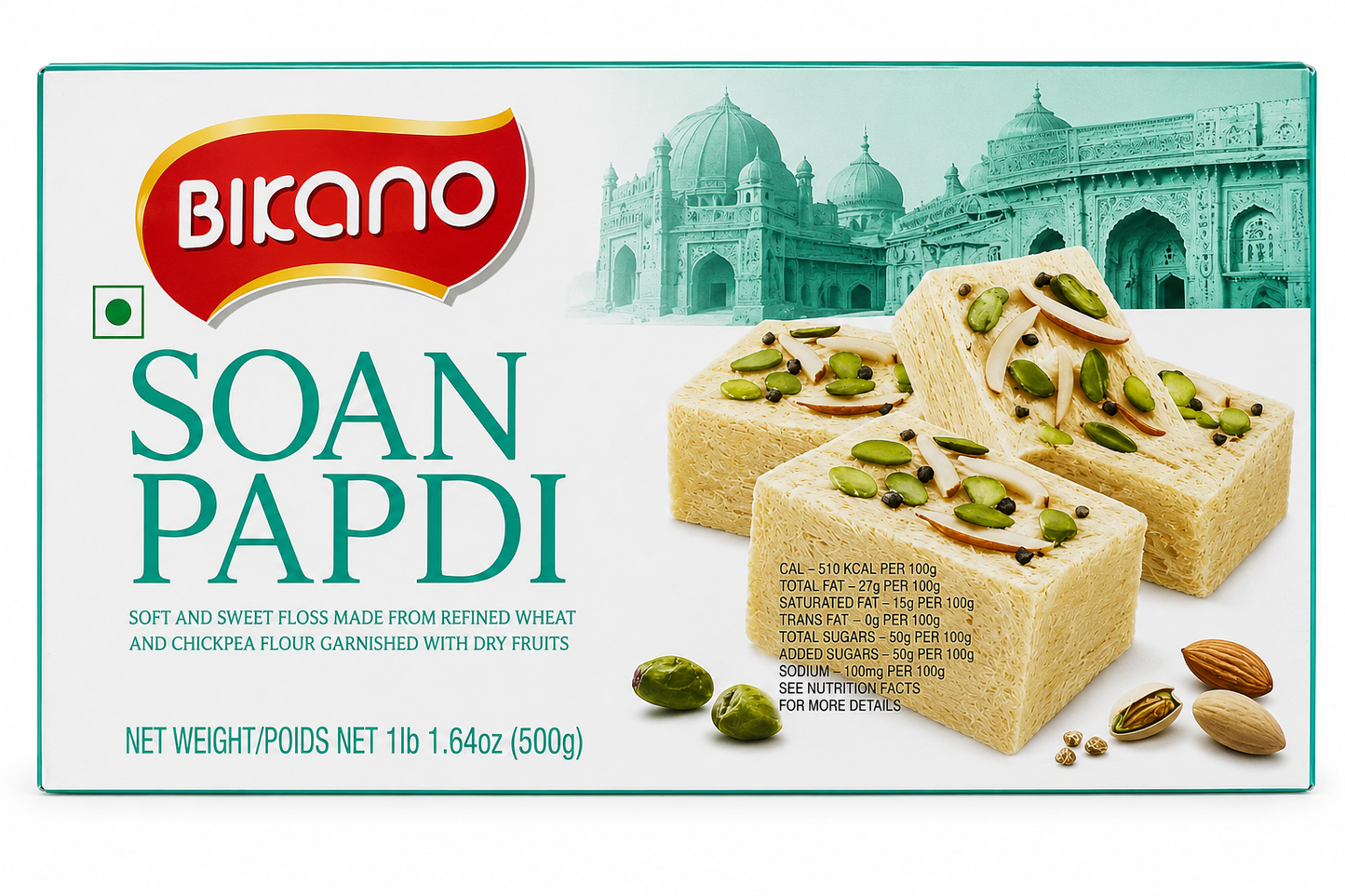Bikano Soan Papdi (Classic Flaky Son Papdi) | 500g Value Pack - Layered Melt-in-Mouth Sugar Candy | Premium Golden Festive Indian Mithai Box | South Africa | India Bazaar