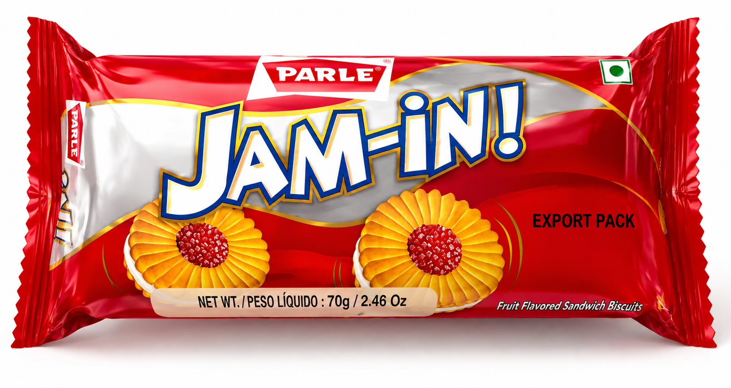 Parle Jam In Fruit Jam Biscuits (Jam Cream Biscuit) | 70g (Pack of 3) - Sweet Fruit Jam Centered Cookies for Toddlers & Lunchboxes, Delicious Melt-in-Mouth Texture | South Africa | India Bazaar