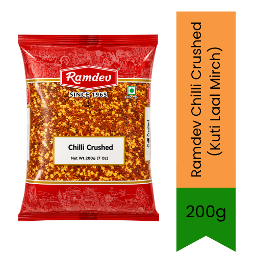 Ramdev Chilli Crushed (Kuti Laal Mirch) - Bold Spicy Red Pepper Flakes for Pizza, Pasta, Curries & Marinades, Sharp Heat Kick | South Africa | India Bazaar