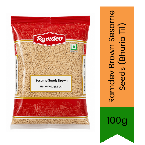 Ramdev Brown Sesame Seeds (Bhuria Til) | 100g - Premium Whole Natural Seeds for Sweets, Baking, Cooking & Garnishing | Delivers Authentic Nutty Flavor & Rich Aroma | South Africa | India Bazaar