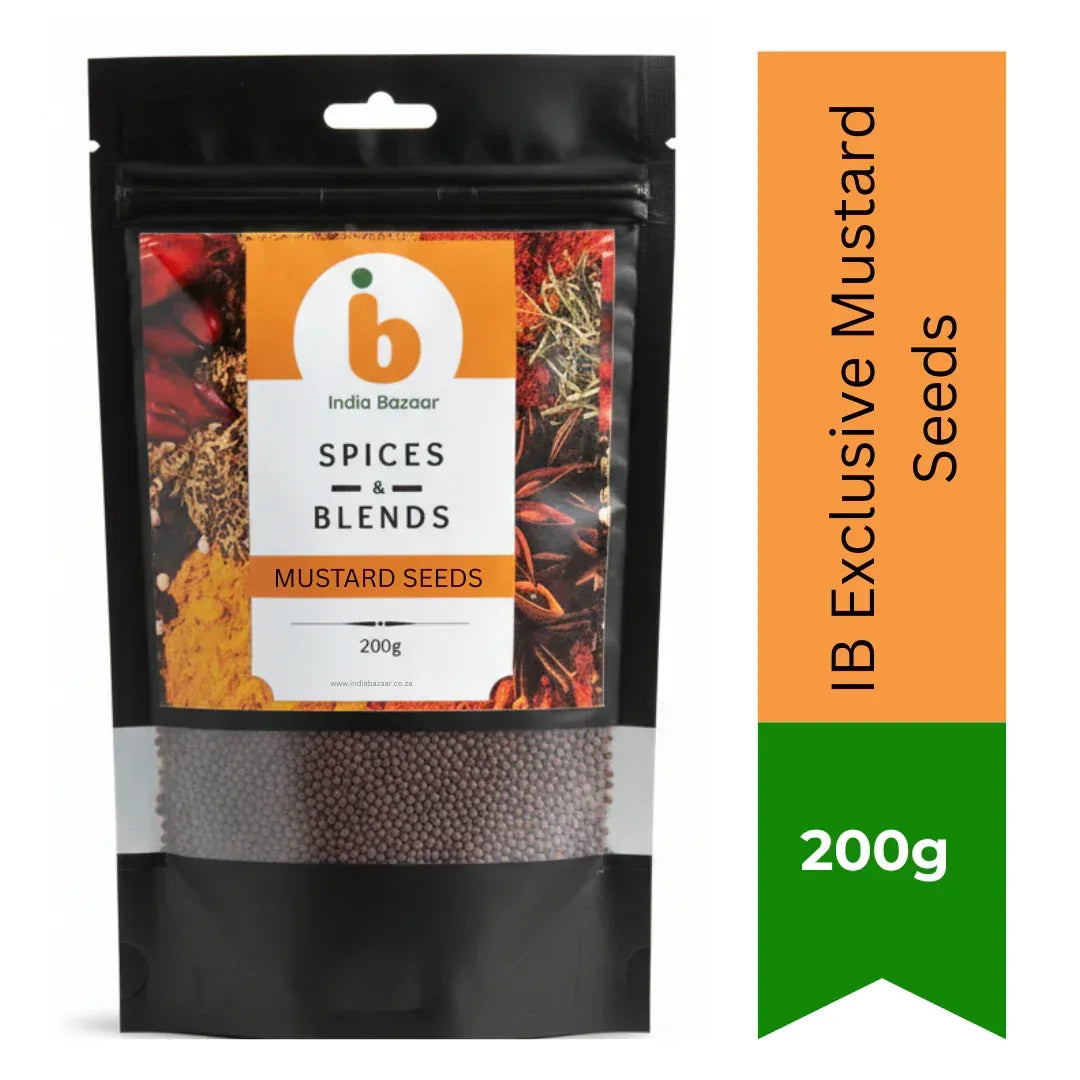 IB Mustard Seeds Whole Spice Seeds (Rai / Sarso Seeds) | 200g - Essential Tempering Ingredient for South Indian Tadka, Curries, Pickles & Vegetable Stir-Fries | South Africa | India Bazaar