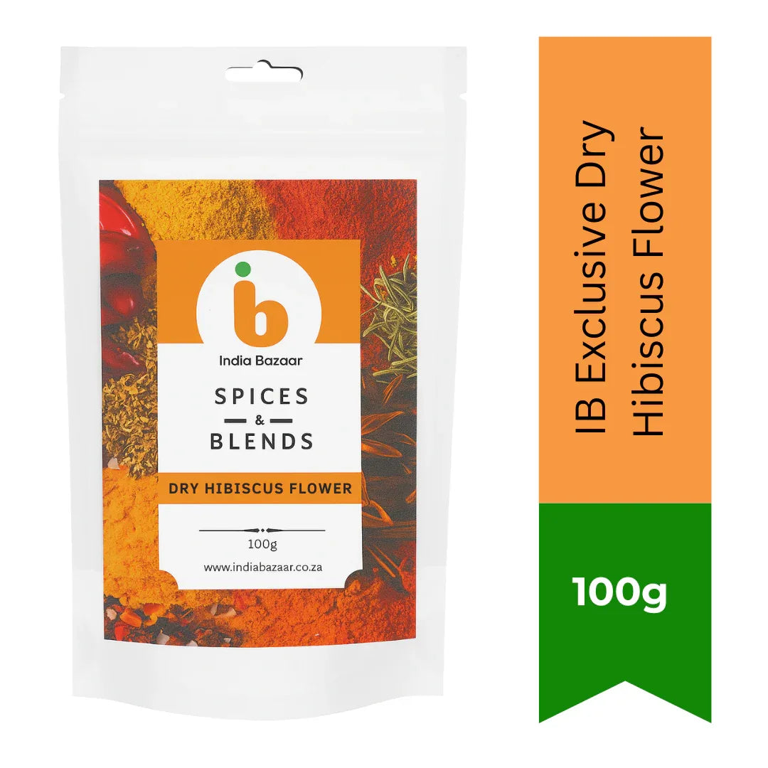 IB Exclusive Dry Hibiscus Flower Petals (Gudhal Phool) | 100g - Tart Fruity Antioxidant Rich Flowers for Crimson Herbal Iced Teas, Syrups & Detox Drinks | South Africa | India Bazaar