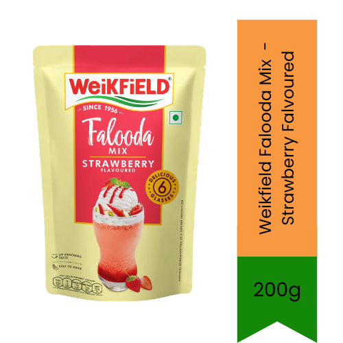 Weikfield Strawberry Falooda Mix | 200g - Delicious Dessert Mix for Strawberry Falooda, Milkshakes & Summer Treats, Quick to Prepare & Refreshing Taste | South Africa | India Bazaar