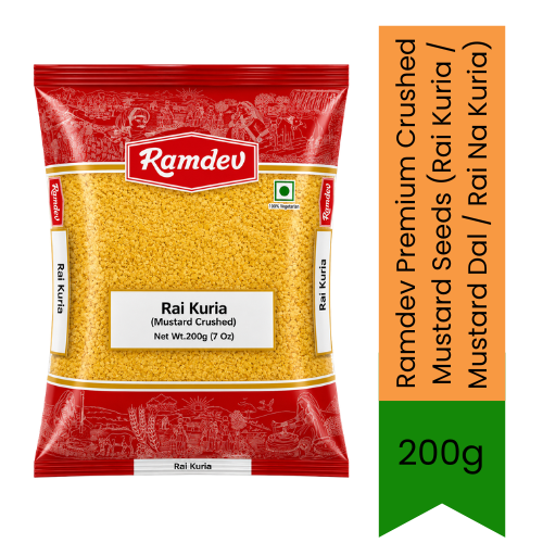 Ramdev Premium Crushed Mustard Seeds (Rai Kuria / Mustard Dal / Rai Na Kuria) | 200g - Essential Coarsely Split Mustard for Traditional Homemade Indian Pickles, Achar Masala & Tempered Tadka | Adds Sharp Tangy Bite | South Africa | India Bazaar
